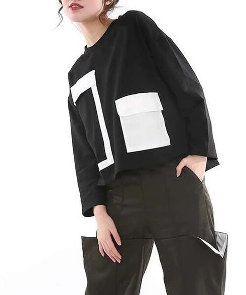 Geometric Panel Graphic Long Sleeve Top